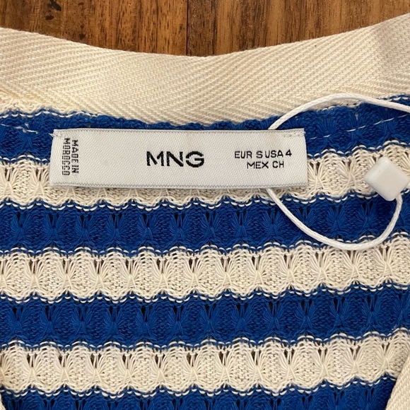 Mango Stripe Knit Jersey Sweater Dress Blue White Button Down Front Size 4. - Picture 10 of 15